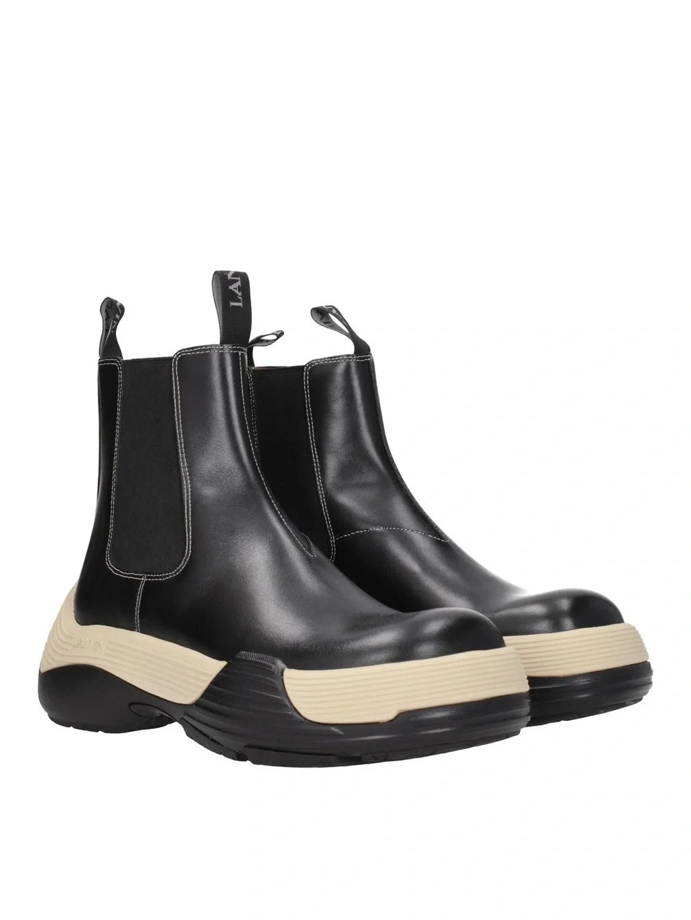 LANVIN Flash-X Bold Pull On Chelsea Boots, Black Size 44 New in Box + DustBag
